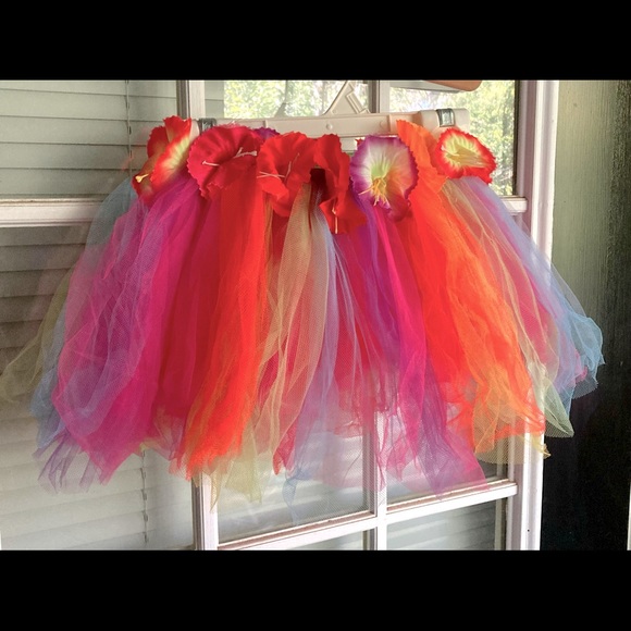 NRFP 🌈 Rainbow Tulle TuTu Hibiscus Flowers 🌸🌈🌸 - Picture 3 of 6